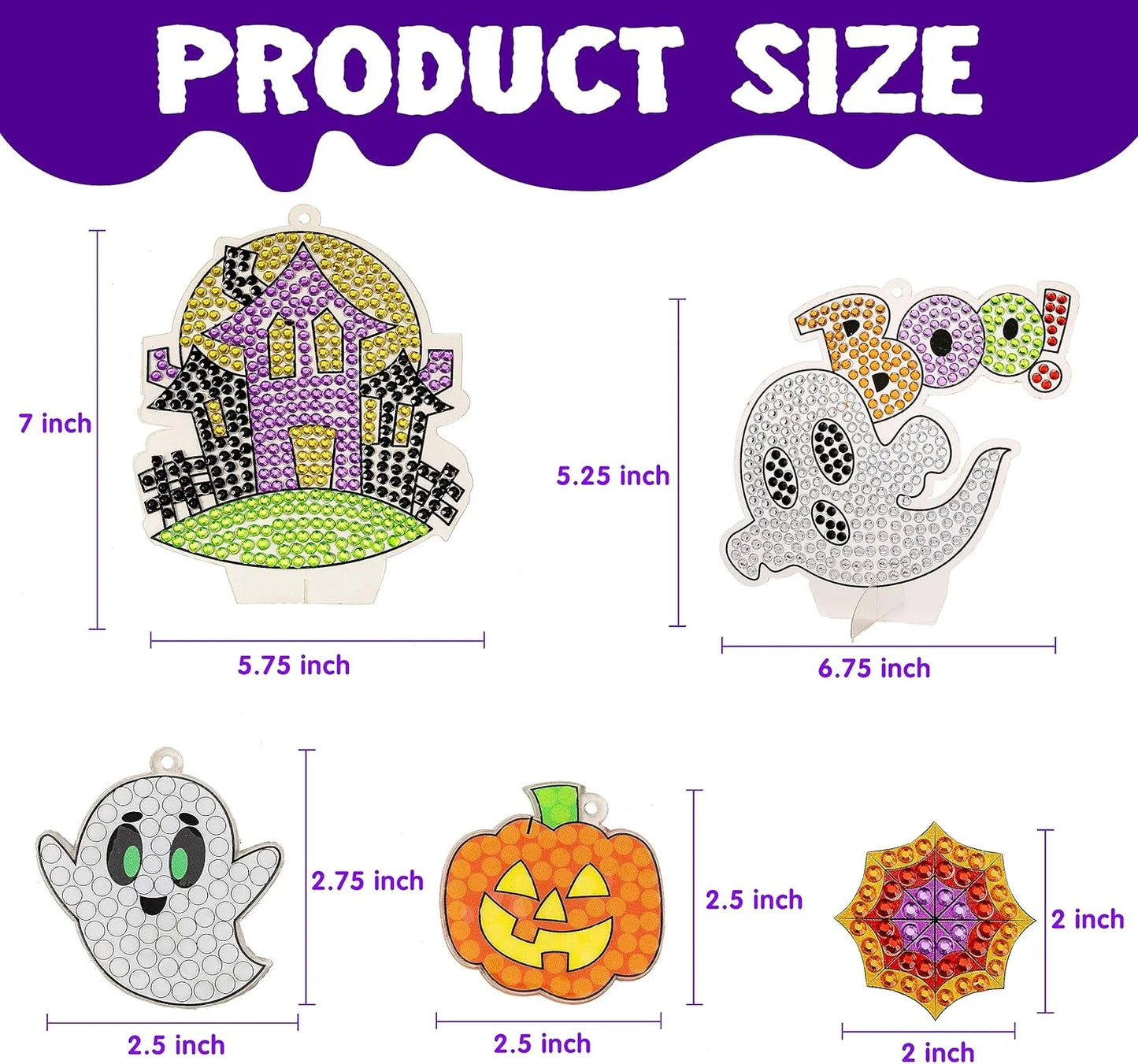 Halloween Crafts for Kids,Gem Art Kit Diamond Painting Kit with Stickers,Suncatchers,And Keychains,Halloween Party Supplies Halloween Arts and Crafts