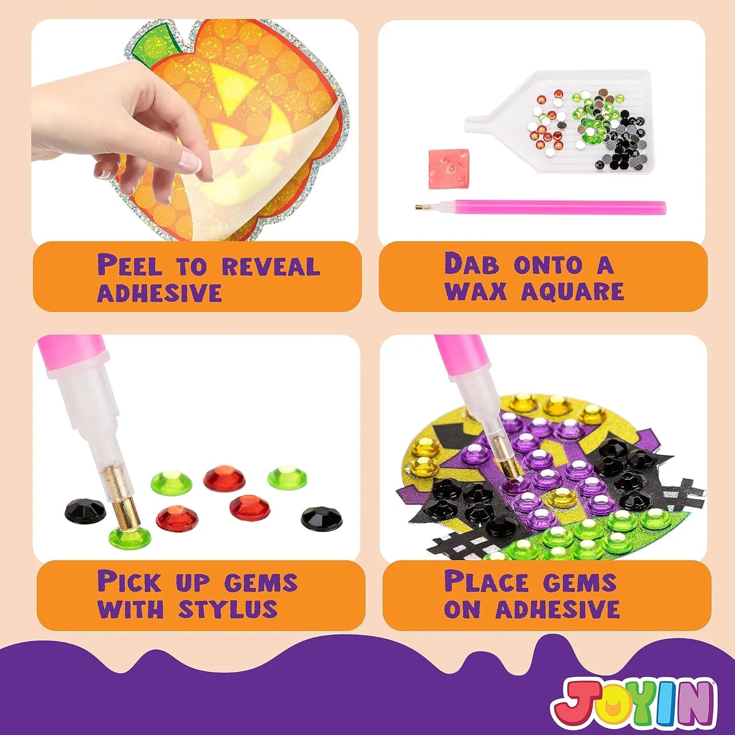 Halloween Crafts for Kids,Gem Art Kit Diamond Painting Kit with Stickers,Suncatchers,And Keychains,Halloween Party Supplies Halloween Arts and Crafts