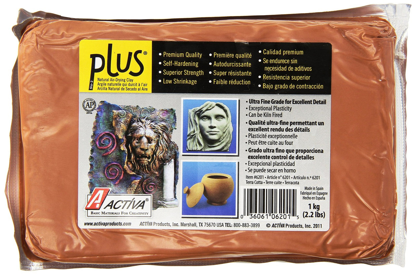 ACTIVA plus Self Hardening Air Dry Clay 2.2Lbs Premium Sculpting Material