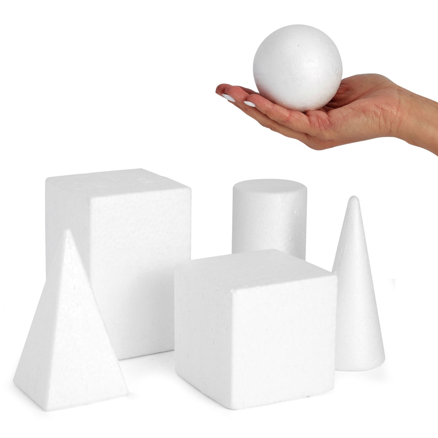 6 Pack Craft Foam Shapes for DIY Crafts Art Modeling, White, 2.5 to 5.9 In