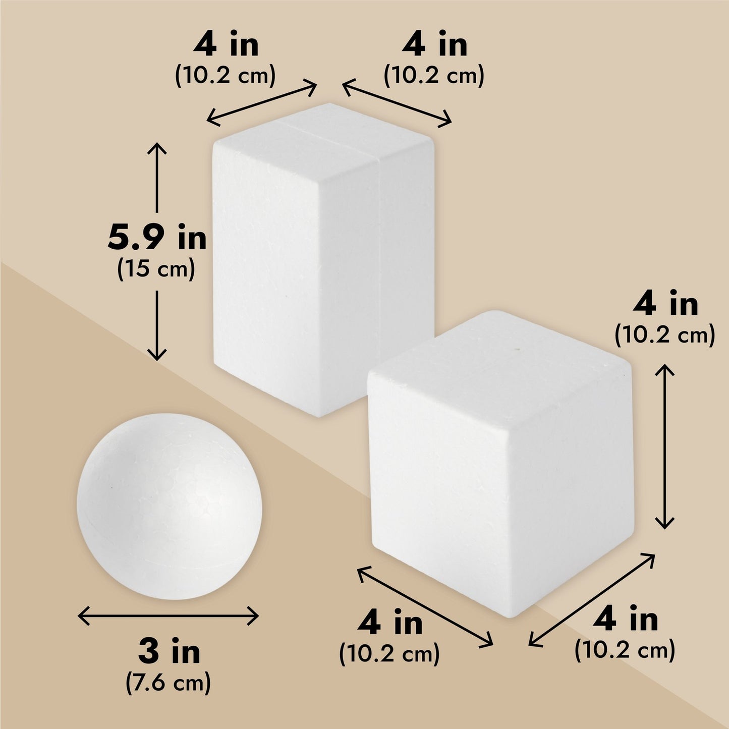 6 Pack Craft Foam Shapes for DIY Crafts Art Modeling, White, 2.5 to 5.9 In