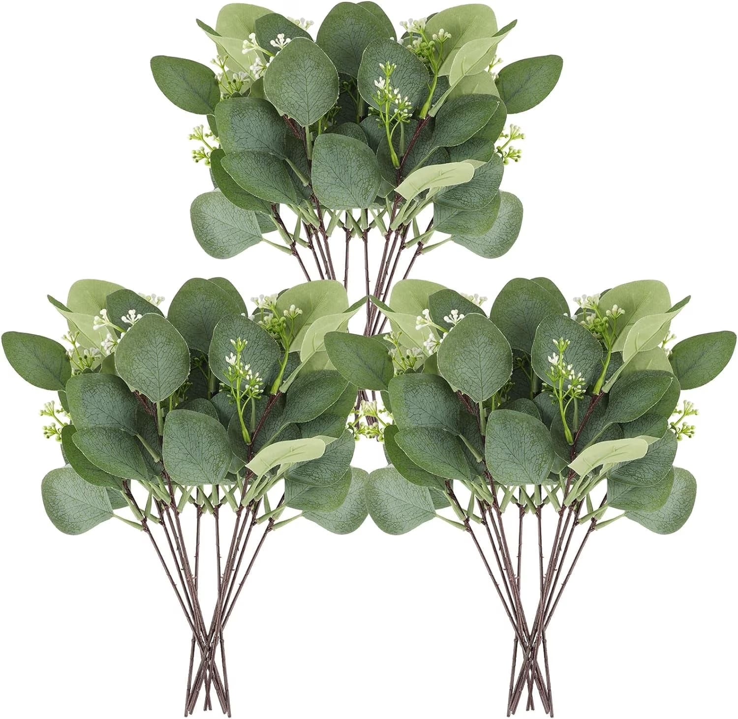 20PCS Artificial Eucalyptus Leaves Stems, Greenery Decoration Branches with Flowers for Floral Arrangement Vase Wedding Bouquets Centerpiece